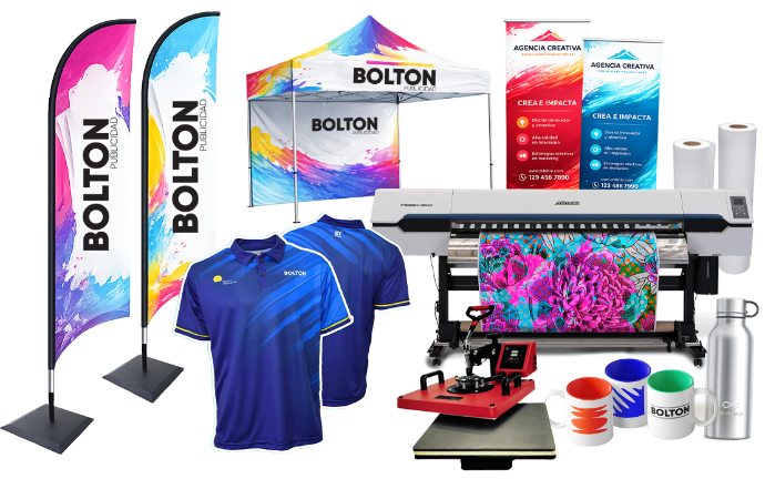 Publicidad impresa con banderas publicitarias, banners, playeras full print y toldos personalizados